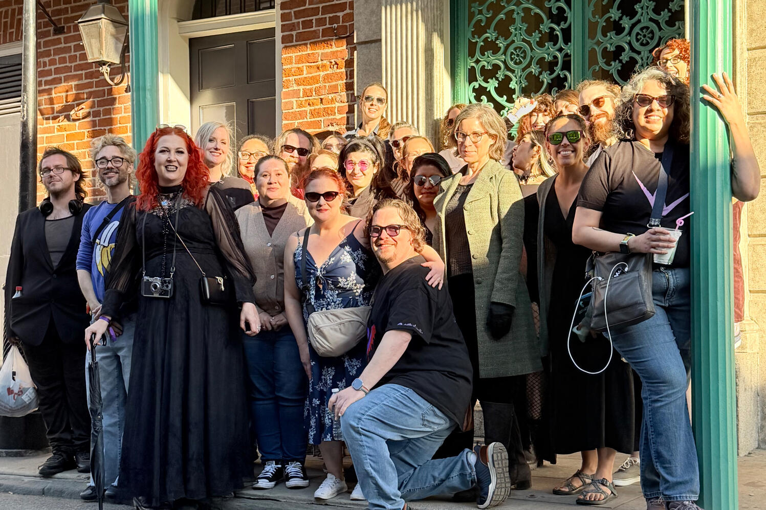 Nearly 3 dozen coven members in front of the Gallier house that stood in for Louis and Lestat's Townhouse in the French Quarter of New Orleans.